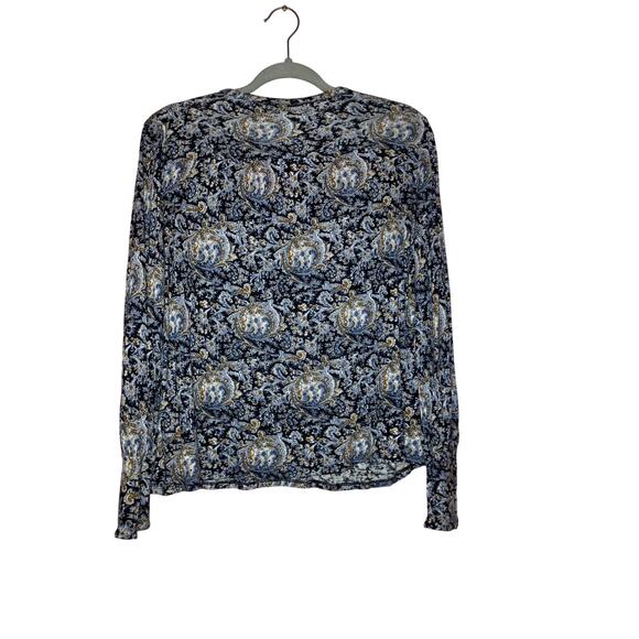 Lucky Brand Blue Paisley Long Sleeve Boho Blouse Size Small - Picture 7 of 7